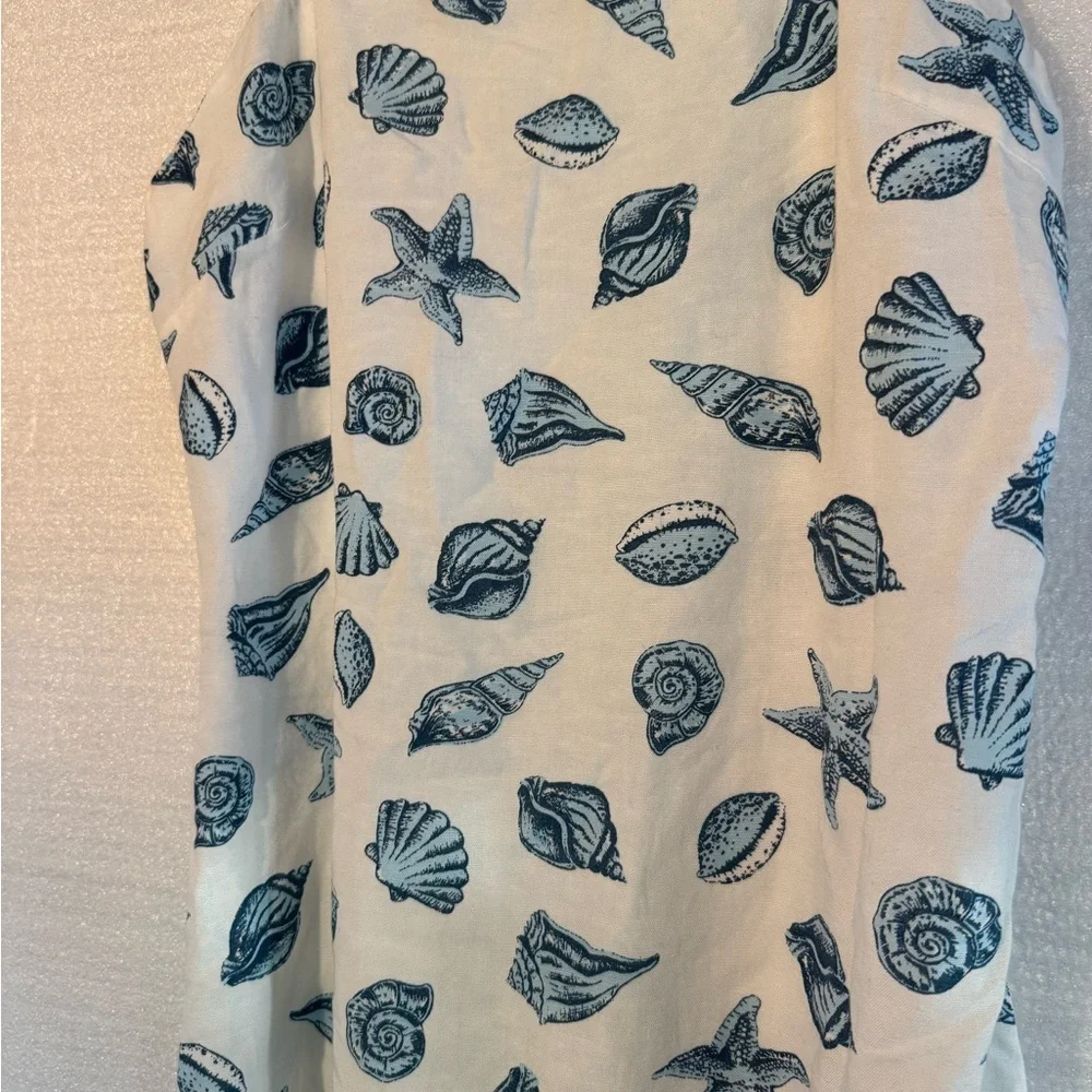 JAPNA Seashell Starfish Blue White MIDI Dress Women’s Size Large - Picture 6 of 7